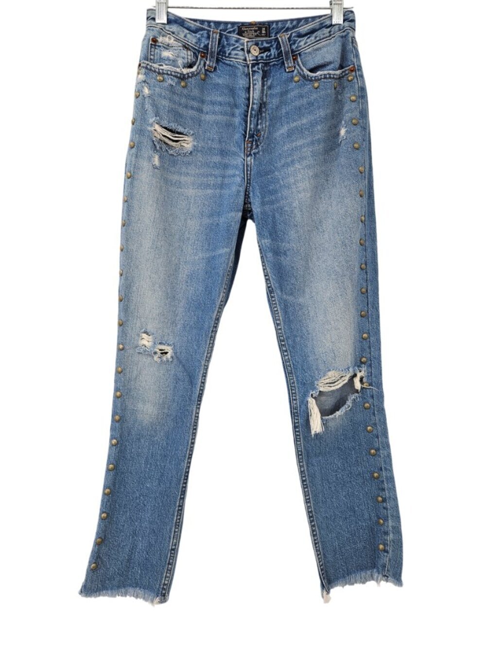 Abercrombie & Fitch A&F Annie High Rise Girlfriend Jeans Women's 00/24 Studded